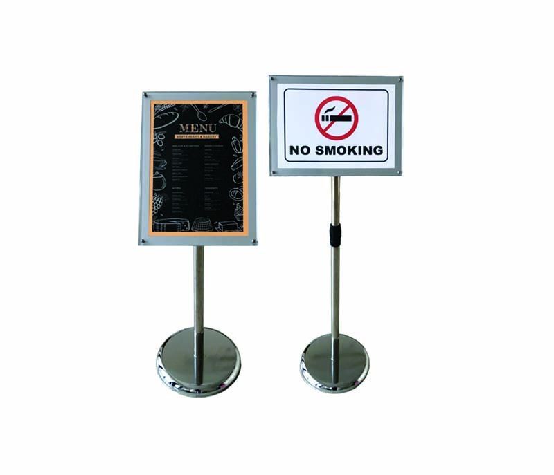 Standee trụ inox khung mica A4